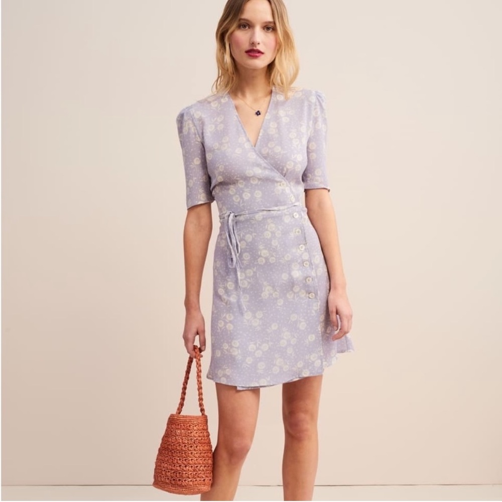 Reformation Rouje Style Lavender purple Floral Wrap Dress